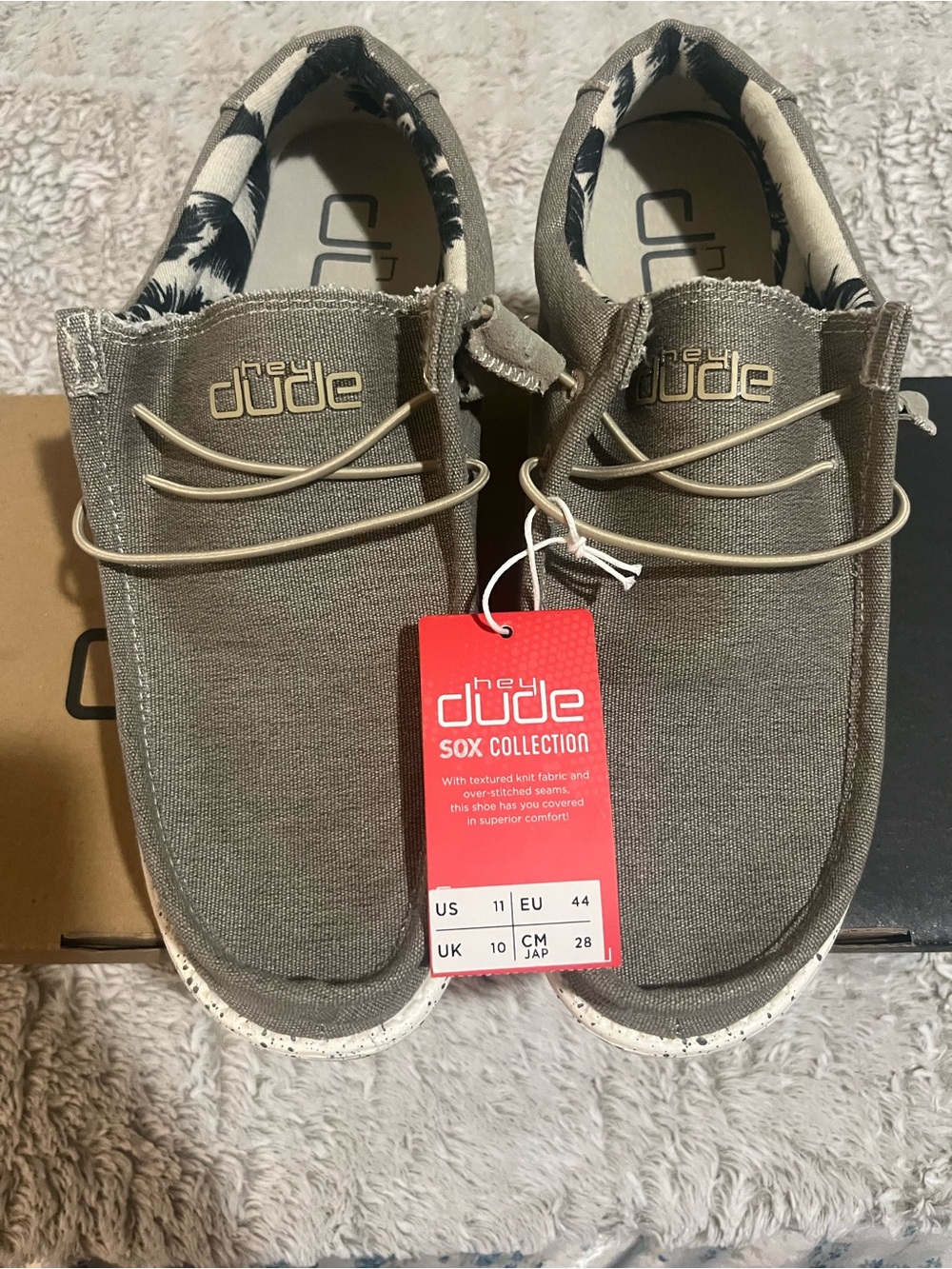 Hey Dude Men's Slip-On Loafers in Taupe Canvas